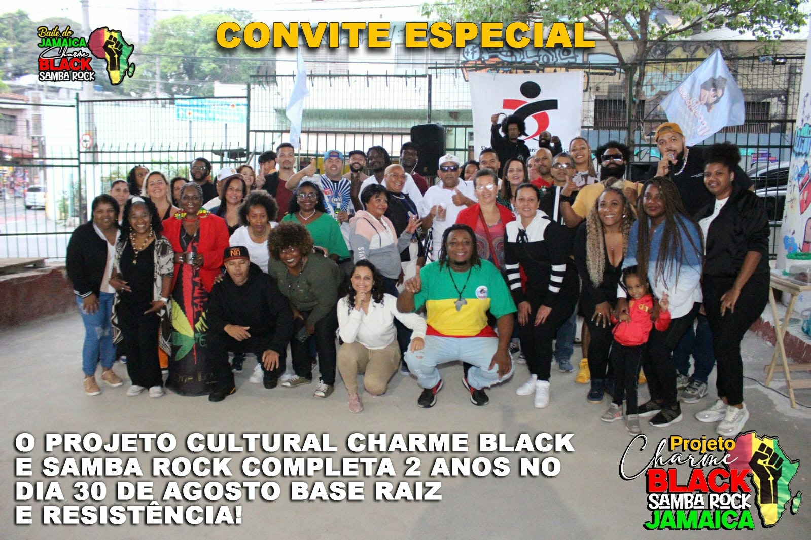 Arte do evento: Projeto Charme Black e Samba rock- 2 Anos de Raiz, Base e Resistência