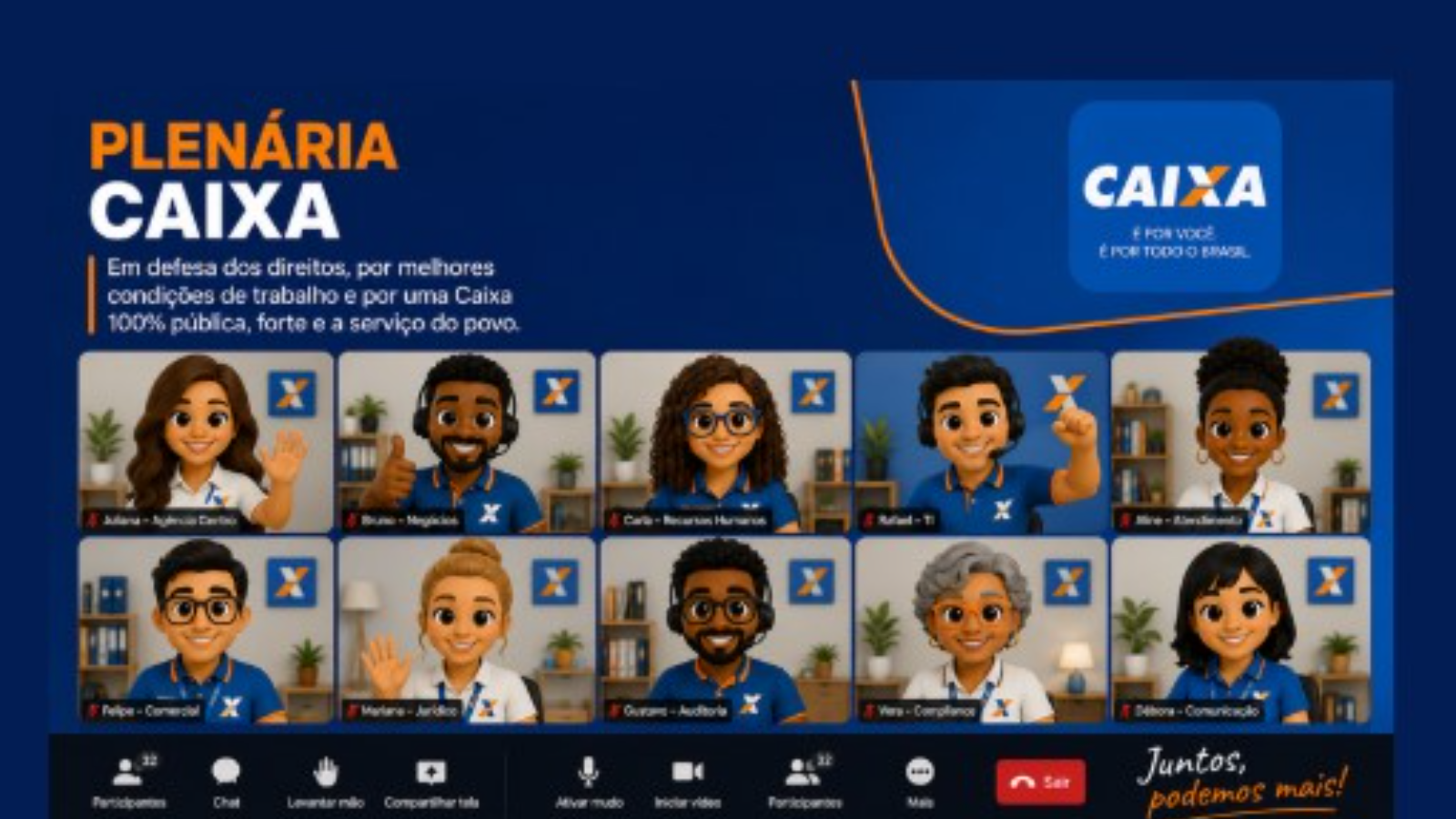 Arte do evento: Plenária com os empregados da Caixa Econômica Federal