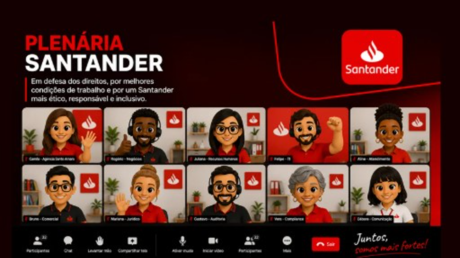 Arte do evento: Plenária com os empregados do Santader